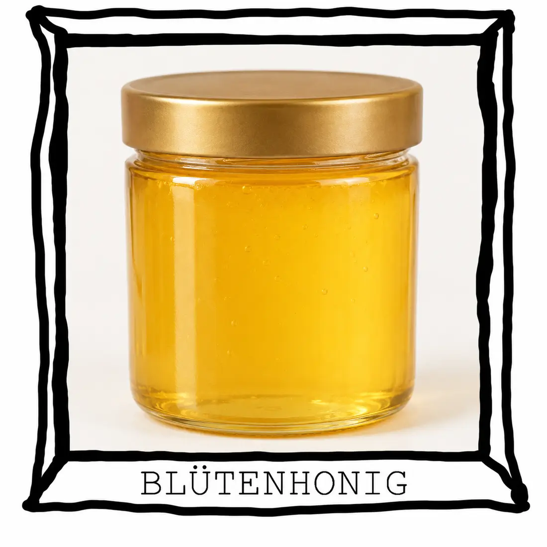 Goldener Blütenhonig im Glas